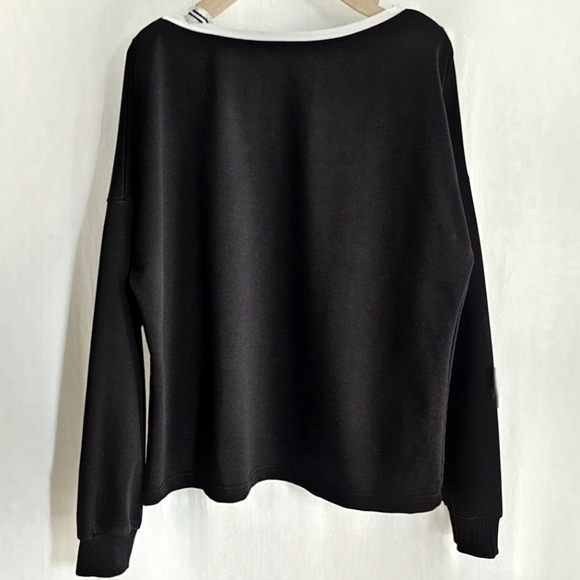 🇮🇹 Valentino Black & White Rhinestone Long Sleeve Top - Picture 7 of 16